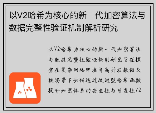以V2哈希为核心的新一代加密算法与数据完整性验证机制解析研究